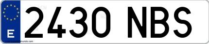 Ejemplo de matrícula española 2430 NBS