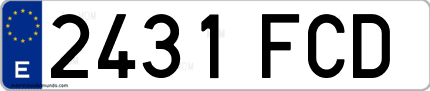 Ejemplo de matrícula de coche ordinaria 2431 FCD