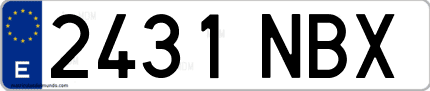 Ejemplo de matrícula de coche ordinaria 2431 NBX