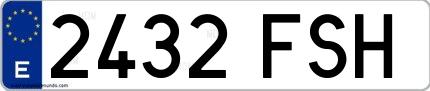Ejemplo de matrícula española 2432 FSH