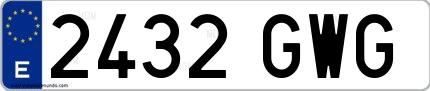 Ejemplo de matrícula española 2432 GWG