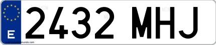 Ejemplo de matrícula española 2432 MHJ