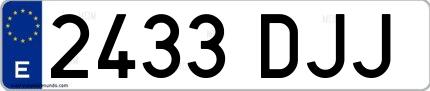Ejemplo de matrícula española 2433 DJJ
