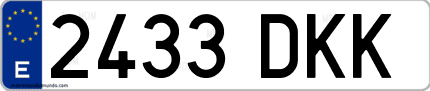 Ejemplo de matrícula de coche ordinaria 2433 DKK