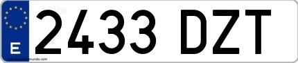 Ejemplo de matrícula española 2433 DZT
