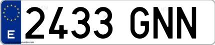 Ejemplo de matrícula española 2433 GNN