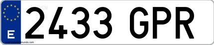 Ejemplo de matrícula española 2433 GPR
