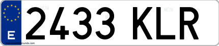 Ejemplo de matrícula de coche ordinaria 2433 KLR
