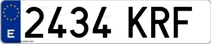 Ejemplo de matrícula española 2434 KRF