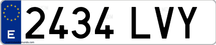 Ejemplo de matrícula de coche ordinaria 2434 LVY