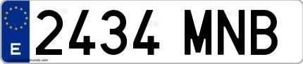 Ejemplo de matrícula española 2434 MNB