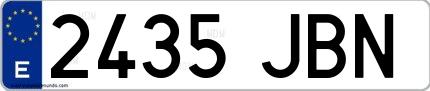Ejemplo de matrícula española 2435 JBN