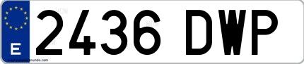 Ejemplo de matrícula española 2436 DWP