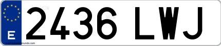 Ejemplo de matrícula española 2436 LWJ