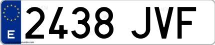 Ejemplo de matrícula española 2438 JVF