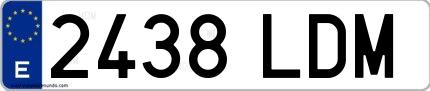 Ejemplo de matrícula española 2438 LDM