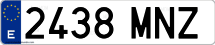 Ejemplo de matrícula de coche ordinaria 2438 MNZ