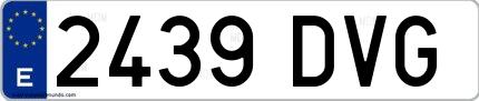 Ejemplo de matrícula española 2439 DVG