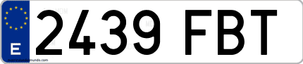 Ejemplo de matrícula de coche ordinaria 2439 FBT