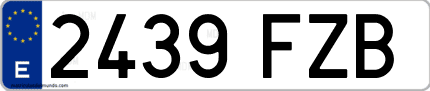 Ejemplo de matrícula de coche ordinaria 2439 FZB