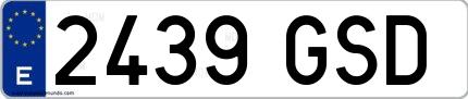 Ejemplo de matrícula española 2439 GSD