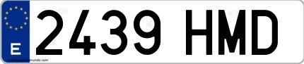 Ejemplo de matrícula española 2439 HMD
