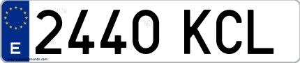 Ejemplo de matrícula española 2440 KCL