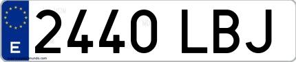 Ejemplo de matrícula española 2440 LBJ