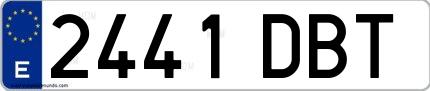 Ejemplo de matrícula española 2441 DBT