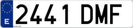 Ejemplo de matrícula de coche ordinaria 2441 DMF