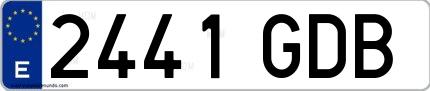 Ejemplo de matrícula española 2441 GDB