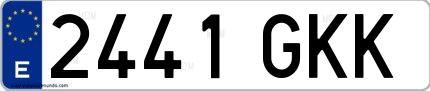 Ejemplo de matrícula española 2441 GKK