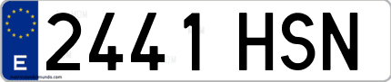 Ejemplo de matrícula de coche ordinaria 2441 HSN