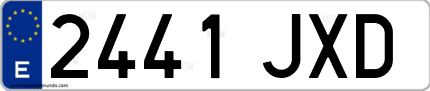Ejemplo de matrícula de coche ordinaria 2441 JXD