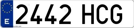 Ejemplo de matrícula española 2442 HCG