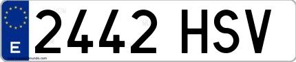 Ejemplo de matrícula española 2442 HSV