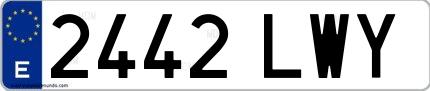 Ejemplo de matrícula española 2442 LWY