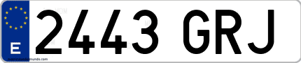 Ejemplo de matrícula de coche ordinaria 2443 GRJ