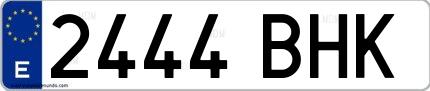 Ejemplo de matrícula española 2444 BHK