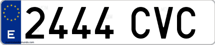 Ejemplo de matrícula de coche ordinaria 2444 CVC