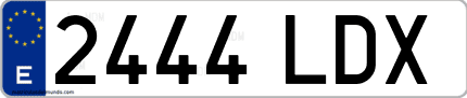 Ejemplo de matrícula de coche ordinaria 2444 LDX