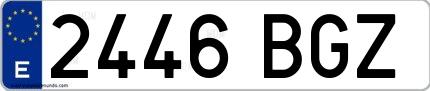 Ejemplo de matrícula española 2446 BGZ