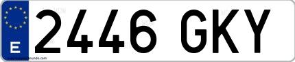 Ejemplo de matrícula española 2446 GKY