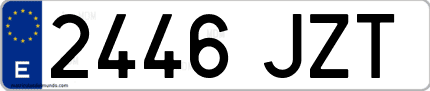 Ejemplo de matrícula de coche ordinaria 2446 JZT