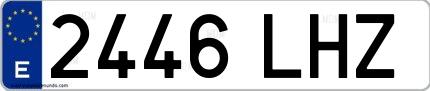Ejemplo de matrícula española 2446 LHZ