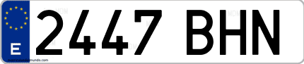 Ejemplo de matrícula de coche ordinaria 2447 BHN
