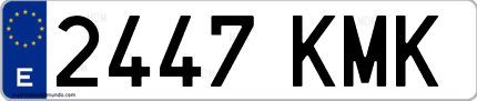 Ejemplo de matrícula de coche ordinaria 2447 KMK