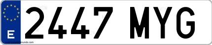 Ejemplo de matrícula española 2447 MYG
