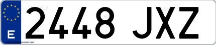 Ejemplo de matrícula española 2448 JXZ