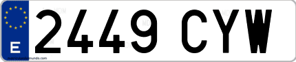 Ejemplo de matrícula de coche ordinaria 2449 CYW